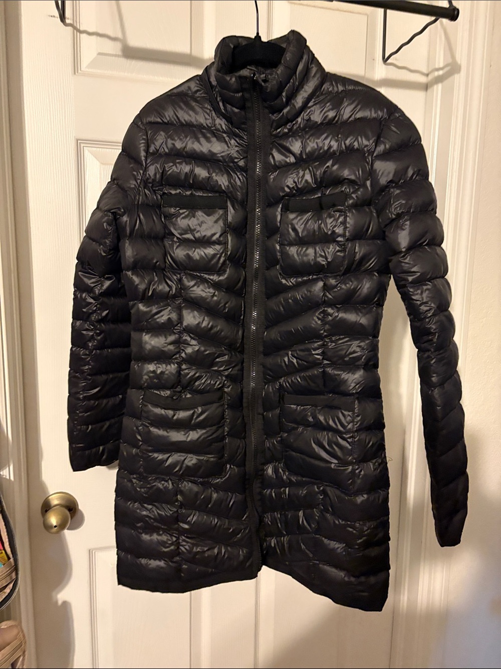 bebe Black Long Quilted Puffer Coat